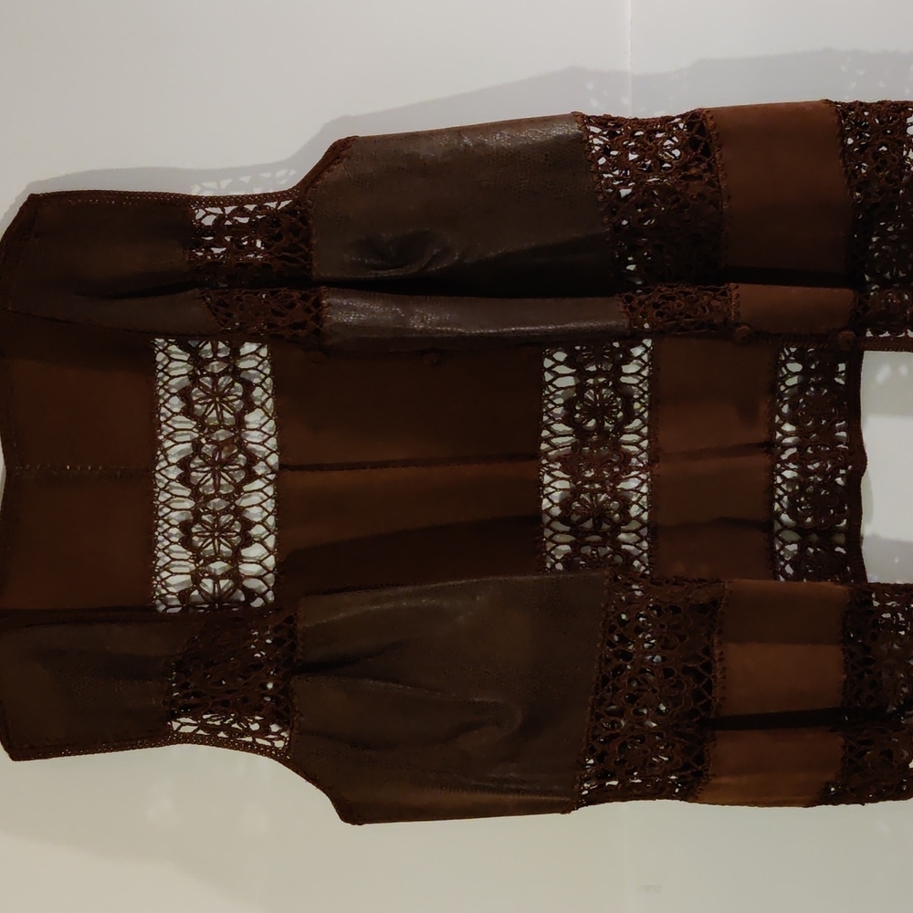 Suede & Crochet Vest Size XL